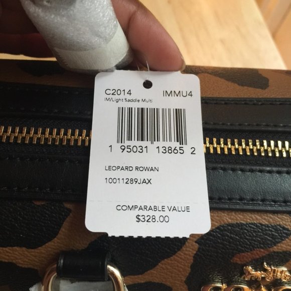 *SOLD* NWT Coach Leopard Print Rowan Satchel - Picture 5 of 11